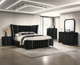 Armany Black Upholstered Wingback Panel Queen Bed by Crownmark at Eve Furniture