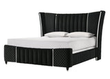 Armany Black Upholstered Wingback Panel Queen Bed by Crownmark at Eve Furniture