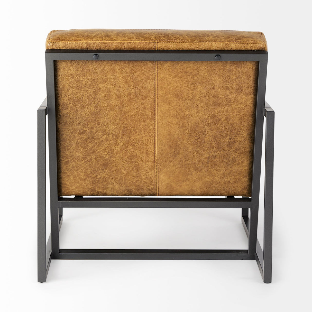 Armelle II Brown Leather Seat w/Gray Metal Frame Accent Chair by Mercana at Eve Furniture