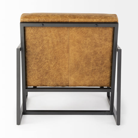 Armelle II Brown Leather Seat w/Gray Metal Frame Accent Chair by Mercana at Eve Furniture
