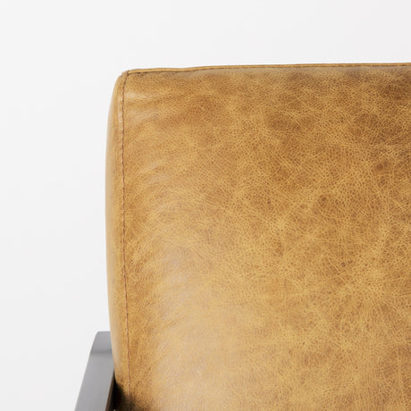 Armelle II Brown Leather Seat w/Gray Metal Frame Accent Chair by Mercana at Eve Furniture