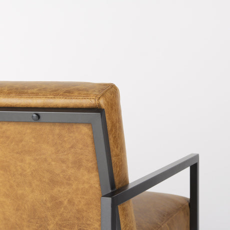 Armelle II Brown Leather Seat w/Gray Metal Frame Accent Chair by Mercana at Eve Furniture