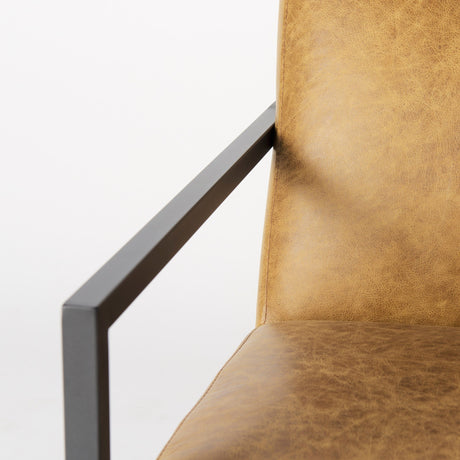 Armelle II Brown Leather Seat w/Gray Metal Frame Accent Chair by Mercana at Eve Furniture