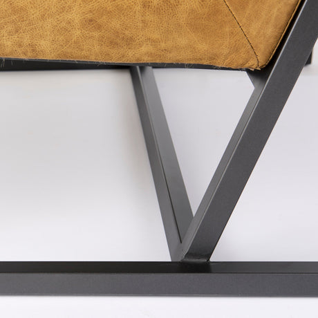Armelle II Brown Leather Seat w/Gray Metal Frame Accent Chair by Mercana at Eve Furniture