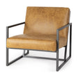 Armelle II Brown Leather Seat w/Gray Metal Frame Accent Chair by Mercana at Eve Furniture