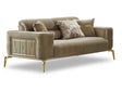 Armoni Beige Convertible Loveseat With Gold Legs by Furnia at Eve Furniture