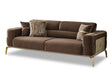 Armoni Brown Convertible Sofa with Gold Legs by Furnia at Eve Furniture