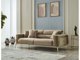 Armoni Convertible Sofa Beige With Gold Legs by Furnia at Eve Furniture