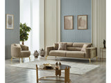 Armoni Convertible Sofa Beige With Gold Legs by Furnia at Eve Furniture