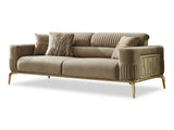 Armoni Convertible Sofa Beige With Gold Legs by Furnia at Eve Furniture