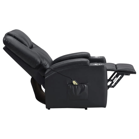 Armstrong Black Upholstered Power Lift Massage Recliner by Coaster at Eve Furniture