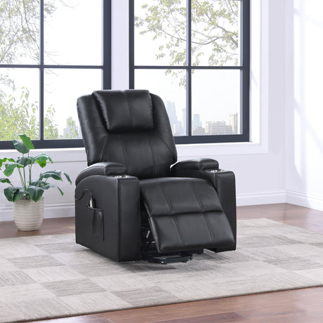 Armstrong Black Upholstered Power Lift Massage Recliner by Coaster at Eve Furniture