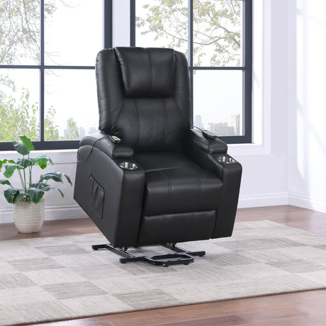 Armstrong Black Upholstered Power Lift Massage Recliner by Coaster at Eve Furniture