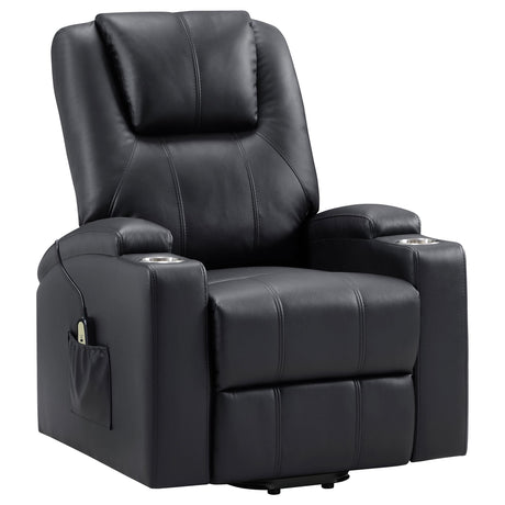 Armstrong Black Upholstered Power Lift Massage Recliner by Coaster at Eve Furniture