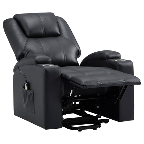 Armstrong Black Upholstered Power Lift Massage Recliner by Coaster at Eve Furniture