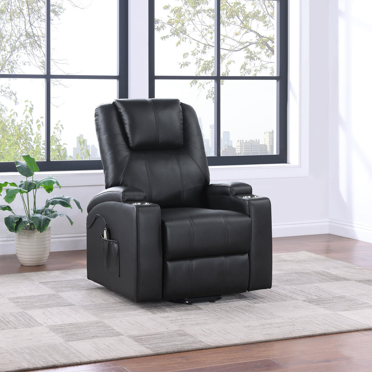 Armstrong Black Upholstered Power Lift Massage Recliner by Coaster at Eve Furniture