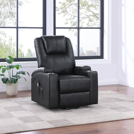 Armstrong Black Upholstered Power Lift Massage Recliner by Coaster at Eve Furniture
