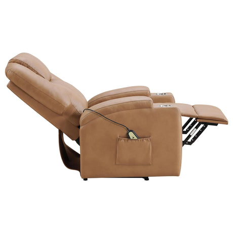 Armstrong Camel Upholstered Power Lift Massage Recliner by Coaster at Eve Furniture
