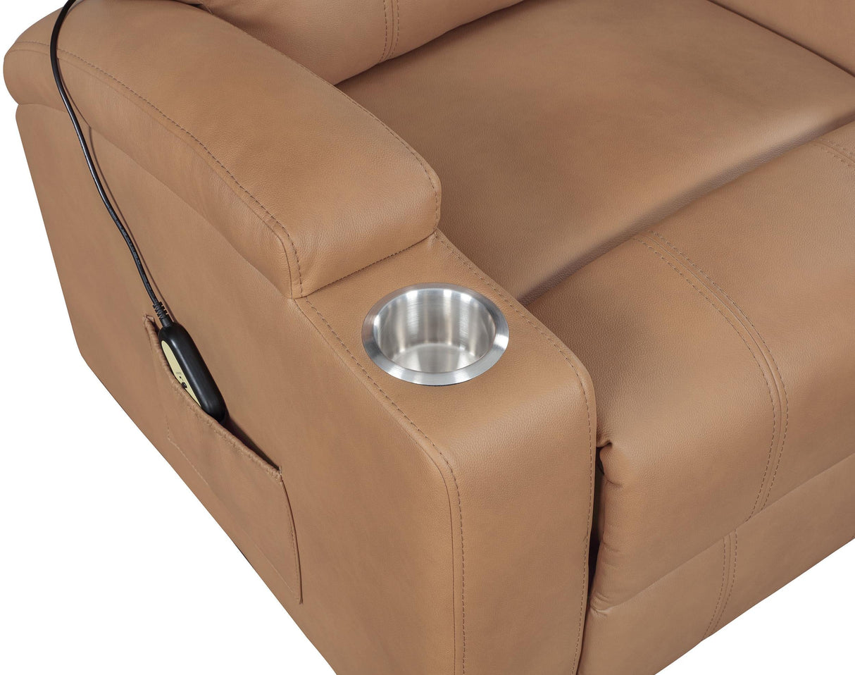 Armstrong Camel Upholstered Power Lift Massage Recliner by Coaster at Eve Furniture
