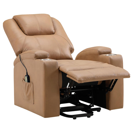 Armstrong Camel Upholstered Power Lift Massage Recliner by Coaster at Eve Furniture