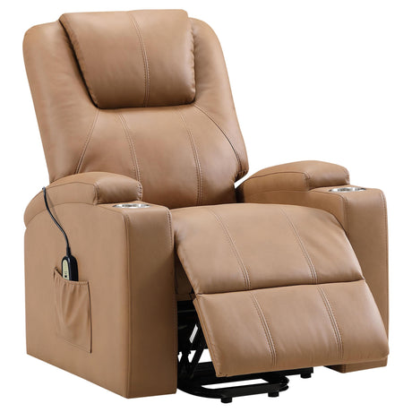 Armstrong Camel Upholstered Power Lift Massage Recliner by Coaster at Eve Furniture