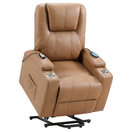 Armstrong Camel Upholstered Power Lift Massage Recliner by Coaster at Eve Furniture