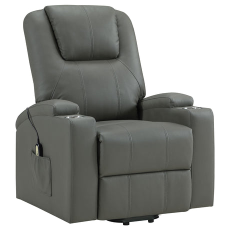 Armstrong Gray Upholstered Power Lift Massage Recliner by Coaster at Eve Furniture