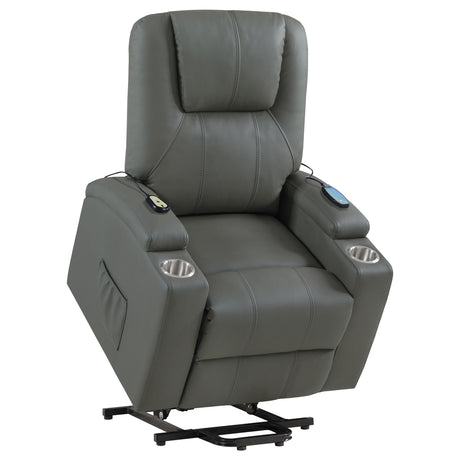 Armstrong Gray Upholstered Power Lift Massage Recliner by Coaster at Eve Furniture