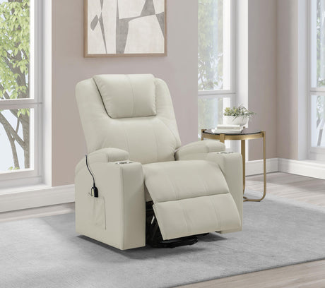 Armstrong Ivory Upholstered Power Lift Massage Recliner by Coaster at Eve Furniture
