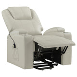 Armstrong Ivory Upholstered Power Lift Massage Recliner by Coaster at Eve Furniture