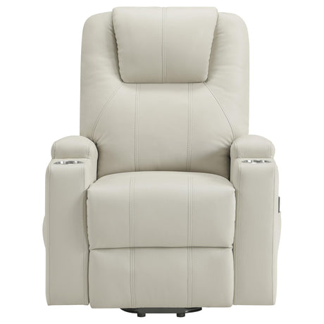 Armstrong Ivory Upholstered Power Lift Massage Recliner by Coaster at Eve Furniture