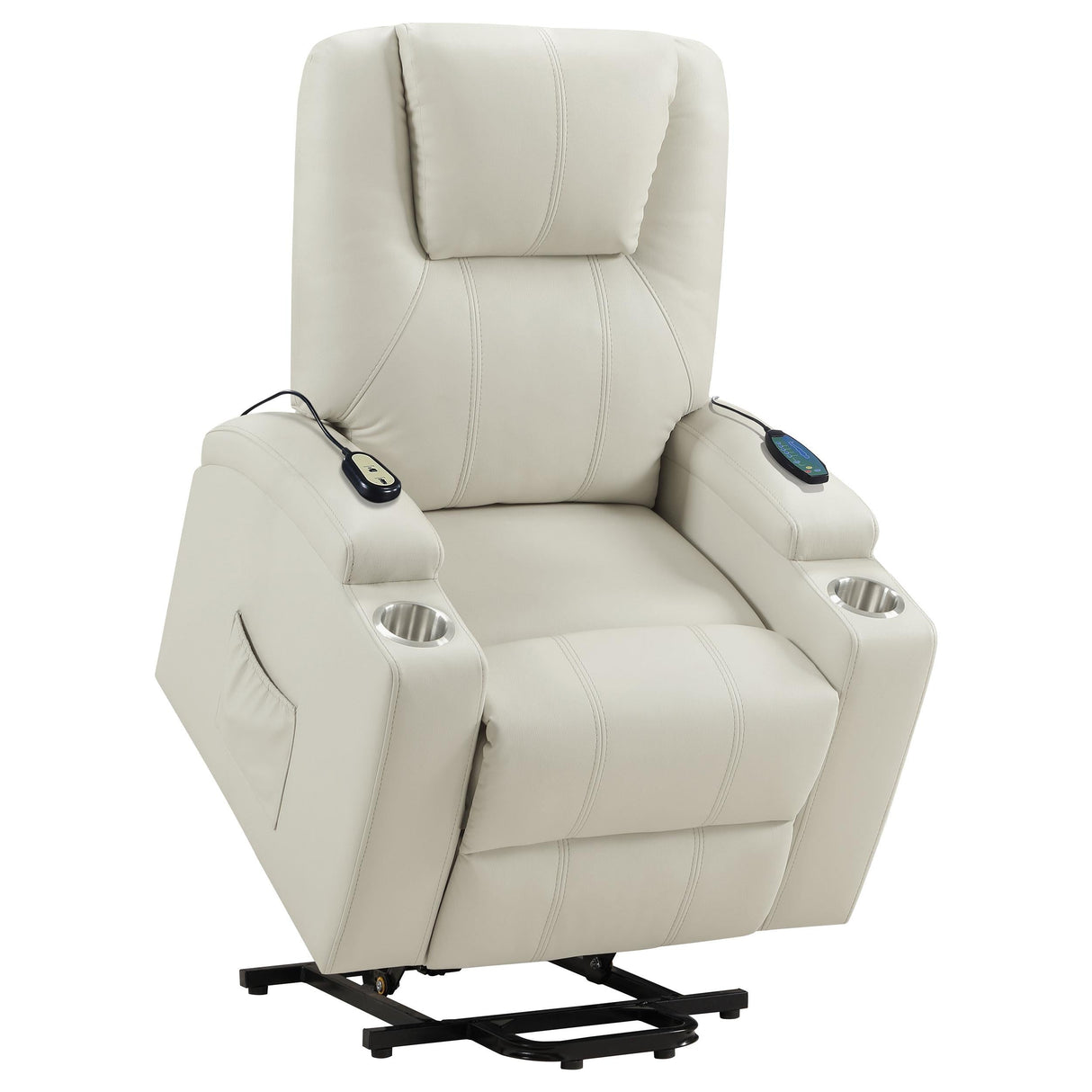 Armstrong Ivory Upholstered Power Lift Massage Recliner by Coaster at Eve Furniture