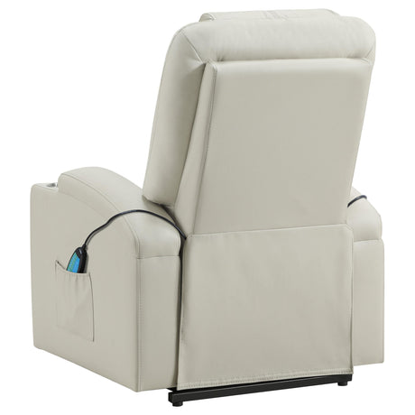 Armstrong Ivory Upholstered Power Lift Massage Recliner by Coaster at Eve Furniture