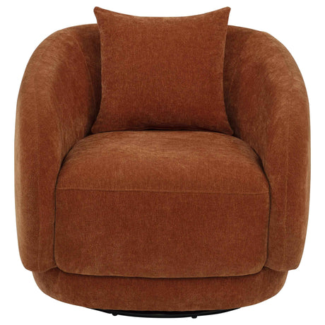 Arnaud Burnt Orange Chenille Upholstered Swivel Accent Chair by Coaster at Eve Furniture