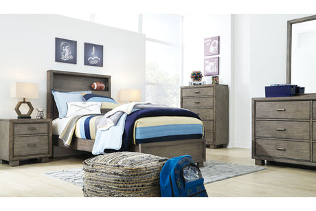 Arnett Gray Twin Bookcase Panel Bed by Ashley at Eve Furniture