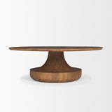 Arno Warm Mid-Brown Wood Sculptural Round Coffee Table by Mercana at Eve Furniture