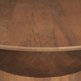 Arno Warm Mid-Brown Wood Sculptural Round Coffee Table by Mercana at Eve Furniture