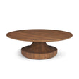 Arno Warm Mid-Brown Wood Sculptural Round Coffee Table by Mercana at Eve Furniture