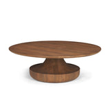 Arno Warm Mid-Brown Wood Sculptural Round Coffee Table by Mercana at Eve Furniture