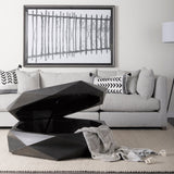 Arreto 48" Black Solid Wood Hexagonal Storage Coffee Table by Mercana at Eve Furniture