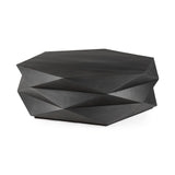 Arreto 48" Black Solid Wood Hexagonal Storage Coffee Table by Mercana at Eve Furniture
