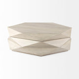 Arreto 48" Natural Solid Wood Hexagonal Storage Coffee Table by Mercana at Eve Furniture
