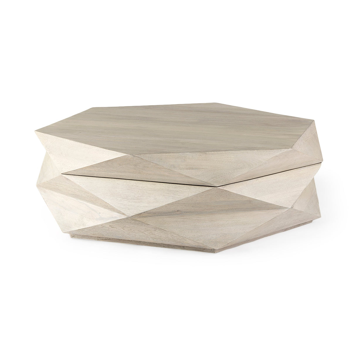 Arreto 48" Natural Solid Wood Hexagonal Storage Coffee Table by Mercana at Eve Furniture