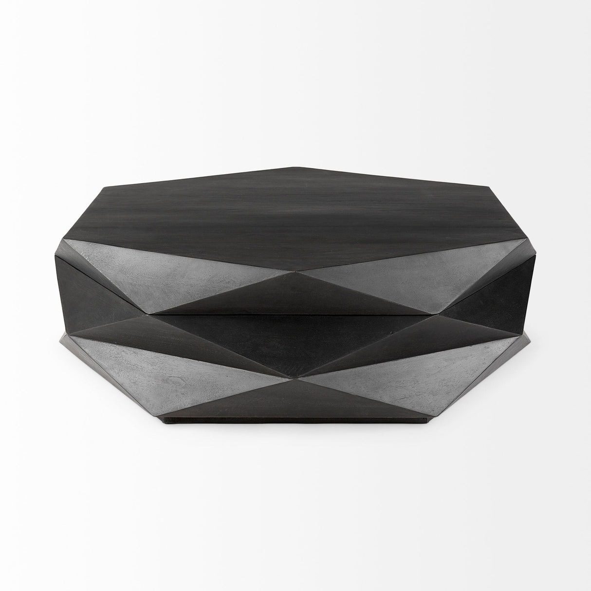Arreto Black Solid Wood Hexagonal Storage Coffee Table by Mercana at Eve Furniture