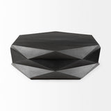 Arreto Black Solid Wood Hexagonal Storage Coffee Table by Mercana at Eve Furniture