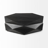 Arreto Black Solid Wood Hexagonal Storage Coffee Table by Mercana at Eve Furniture