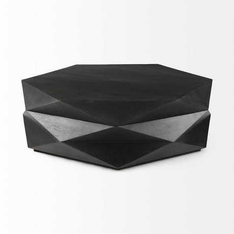 Arreto Black Solid Wood Hexagonal Storage Coffee Table by Mercana at Eve Furniture