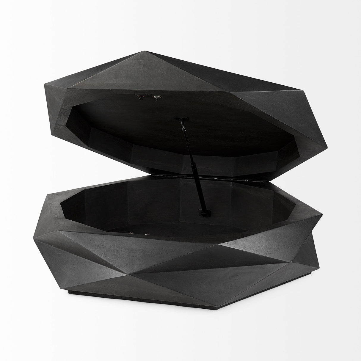 Arreto Black Solid Wood Hexagonal Storage Coffee Table by Mercana at Eve Furniture