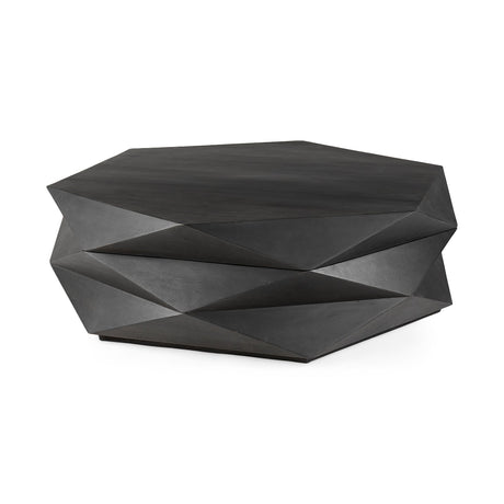Arreto Black Solid Wood Hexagonal Storage Coffee Table by Mercana at Eve Furniture