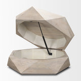 Arreto Hexagonal Hinged Solid Wood Top and Base Coffee Table by Mercana at Eve Furniture